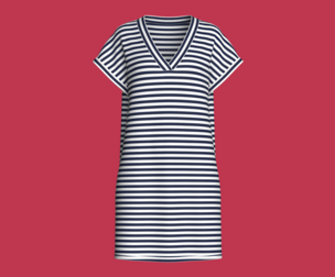 Girls Cap Sleeve Striped Shift Dress With V-Neck | Marvelous / Clo3d / obj / fbx