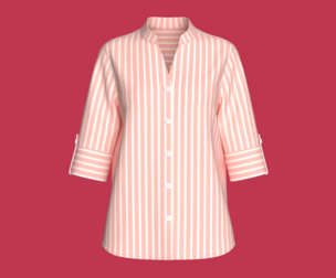Girls Three-Quarter Sleeve Striped Shirt | Marvelous / Clo3d / obj / fbx