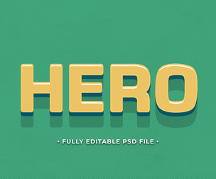 Hero PSD Fully Editable Text Effect. Layer Style PSD Mockup Template