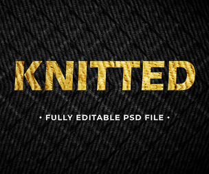 Knitted PSD Fully Editable Text Effect. Layer Style PSD Mockup Template