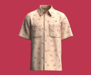 Men Dragonfly Motif Short Sleeve Shirt | Marvelous / Clo3d / obj / fbx