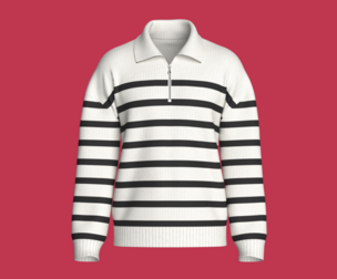 Men Drop-Shoulder Striped Ribbed Sweater | Marvelous / Clo3d / obj / fbx