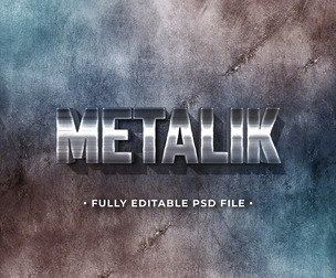 Metalik PSD Fully Editable Text Effect. Layer Style PSD Mockup Template
