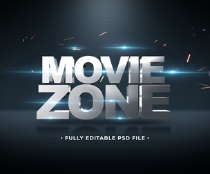 Movie Zone PSD Fully Editable Text Effect. Layer Style PSD Mockup Template