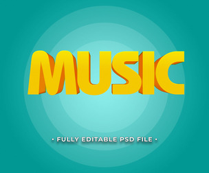 Music PSD Fully Editable Text Effect. Layer Style PSD Mockup Template