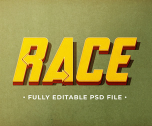 Race PSD Fully Editable Text Effect. Layer Style PSD Mockup Template