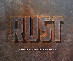 Rust PSD Fully Editable Text Effect. Layer Style PSD Mockup Template