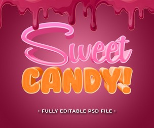 Sweet Candy! PSD Fully Editable Text Effect. Layer Style PSD Mockup Template