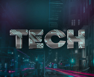 Tech PSD Fully Editable Text Effect. Layer Style PSD Mockup Template