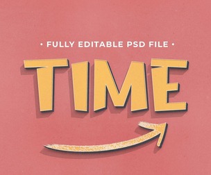 Time PSD Fully Editable Text Effect. Layer Style PSD Mockup Template