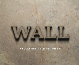 Wall PSD Fully Editable Text Effect. Layer Style PSD Mockup Template