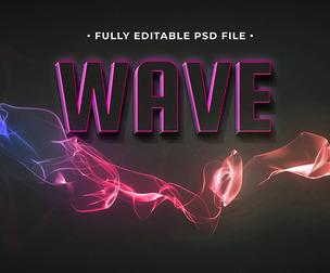 Wave PSD Fully Editable Text Effect. Layer Style PSD Mockup Template