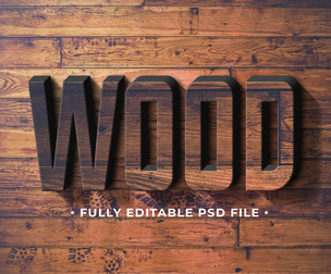 Wood 1 PSD Fully Editable Text Effect. Layer Style PSD Mockup Template