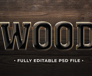 Wood PSD Fully Editable Text Effect. Layer Style PSD Mockup Template