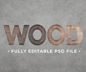 Wood PSD Fully Editable Text Effect. Layer Style PSD Mockup Template