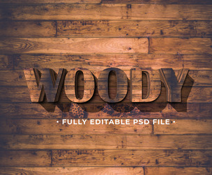 Woody PSD Fully Editable Text Effect. Layer Style PSD Mockup Template
