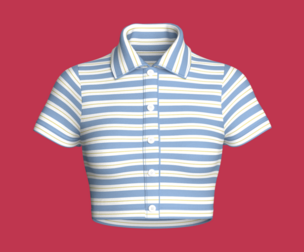 Girls Button-Up Crop Polo Shirt With Striped | Marvelous / Clo3d / obj / fbx