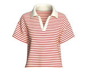 Girls Drop Shoulder Horizontal Stripe Polo | Marvelous / Clo3d / obj / fbx
