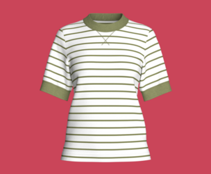 Girls Olive Stripe Mock-Neck Tee | Marvelous / Clo3d / obj / fbx