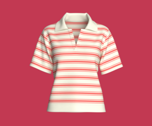Girls Open-Collar Textured Stripe Top | Marvelous / Clo3d / obj / fbx