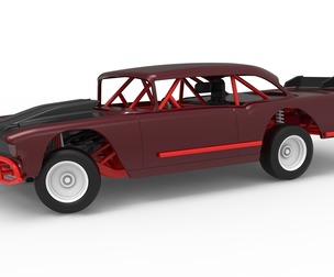 Vintage Dirt Modified stock car V9 while turning Scale 1:25