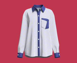 Girls Oversized Striped Shirt With Stylish Pocket | Marvelous / Clo3d / obj / fbx