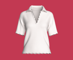 Girls Scallop V-Neck Polo Top | Marvelous / Clo3d / obj / fbx
