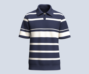 Men Navy-White Rugger Striped Polo Shirt | Marvelous / Clo3d / obj / fbx