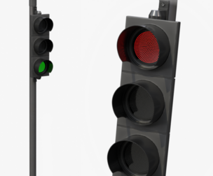 Traffic Light with Pole - Standard Signal Head
