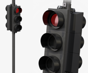 Traffic Light with Pole - Double Signal Head