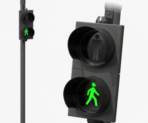 Traffic Light with Pole - Pedestrian Signal Head