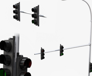Traffic Light Assembly - Multi-Signal with Street Light