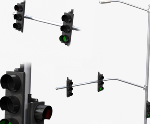 Traffic Light Pole Assembly - Multi-Signal with Street Light