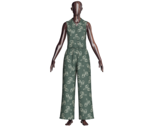 Girls Floral Sleeveless Shirt With Wide-Leg Pant | Marvelous / Clo3d / obj / fbx