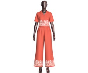 Girls Greek Key Folk Printed Shirt With Palazzo | Marvelous / Clo3d / obj / fbx