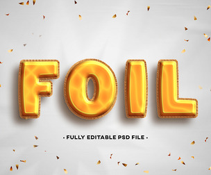 Foil PSD Fully Editable Text Effect. Layer Style PSD Mockup Template