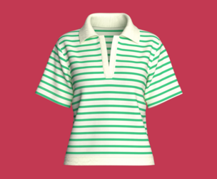 Girls Retro Breton Stripe Polo Shirt | Marvelous / Clo3d / obj / fbx