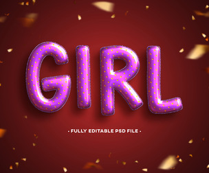 Girl PSD Fully Editable Text Effect. Layer Style PSD Mockup Template