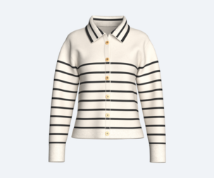 Girls Striped Polo Neck Cardigan | Marvelous / Clo3d / obj / fbx