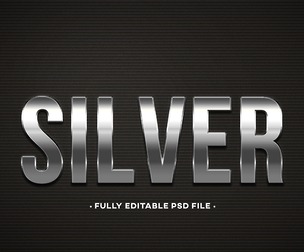 Silver PSD Fully Editable Text Effect. Layer Style PSD Mockup Template