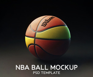 NBA Basketball Mockups PSD Template - Professional High-End Sports Equipment & Logo Branding