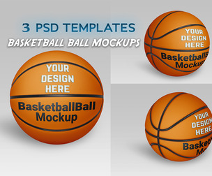 3 Basketball Ball Mockups PSD Template - Professional High-End Athletic Equipment & Logo Branding
