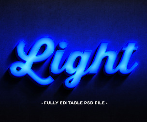 Blue Light PSD Fully Editable Text Effect. Layer Style PSD Mockup Template