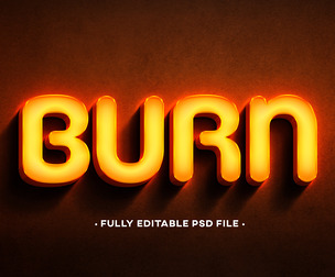 Burn PSD Fully Editable Text Effect. Layer Style PSD Mockup Template