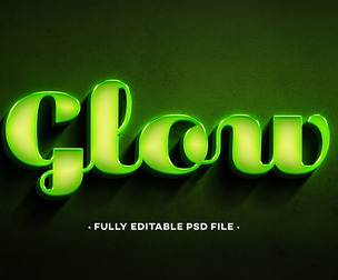 Green Glow PSD Fully Editable Text Effect. Layer Style PSD Mockup Template
