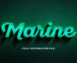 Marine PSD Fully Editable Text Effect. Layer Style PSD Mockup Template