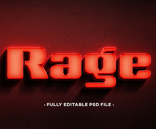 Rage PSD Fully Editable Text Effect. Layer Style PSD Mockup Template