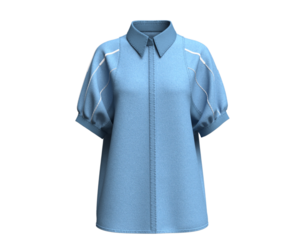 Girls Oversized Puff-Sleeve Hidden Placket Shirt | Marvelous / Clo3d / obj / fbx
