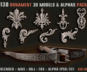 130 Ornament 3D Models & Alphas Pack – Vol16