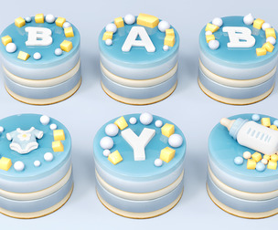 blue series birth gift mousse cake